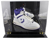 Magic Johnson Signed Right Purple & White Converse Weapon Shoe W/ Case BAS Wit 2