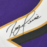 FRAMED Autographed/Signed RAY LEWIS 33x42 Baltimore Purple Jersey JSA COA Auto