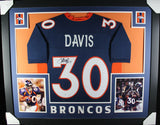 Terrell Davis Autographed/Signed Pro Style Framed Blue XL Jersey Beckett 36204