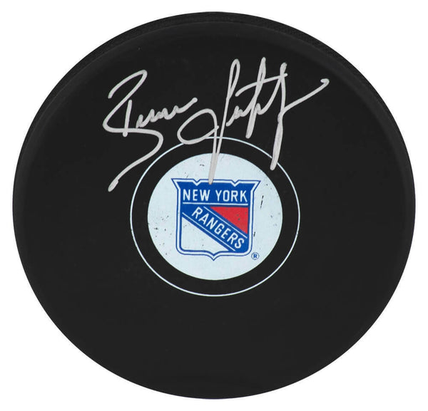 Brian Leetch Signed New York Rangers Logo Hockey Puck - (SCHWARTZ COA)