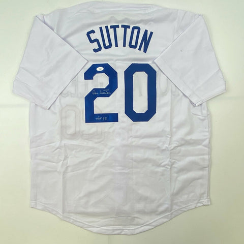 Autographed/Signed DON SUTTON HOF 98 Los Angeles White Baseball Jersey JSA COA