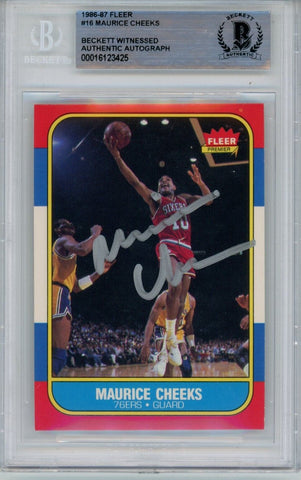 Maurice Cheeks Autographed 1986 Fleer #16 Trading Card Beckett 43950