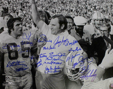 1972 Miami Dolphins Autographed 16x20 Photo 21 Signatures Little JSA 23794