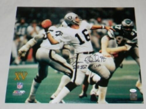 JIM PLUNKETT AUTOGRAPHED SIGNED OAKLAND RAIDERS 16x20 PHOTO JSA W/ SB XV MVP