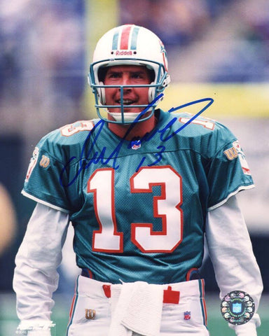 Dan Marino Signed Dolphins Teal Jersey Close Up 8x10 Photo - (SCHWARTZ COA)