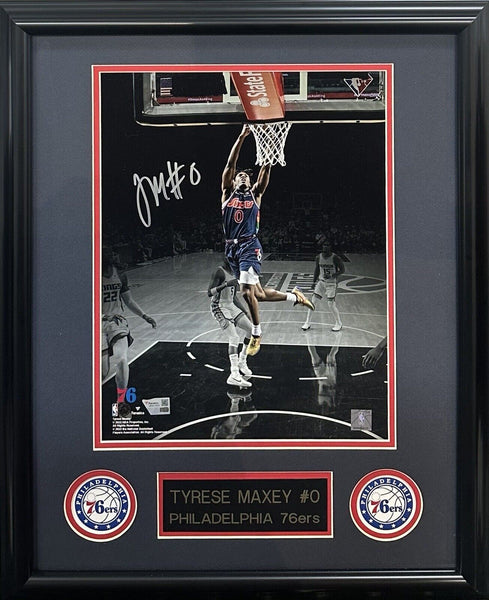 Tyrese Maxey Signed 11x14 Framed Photo Plaque Auto Philadelphia 76ers Fanatics