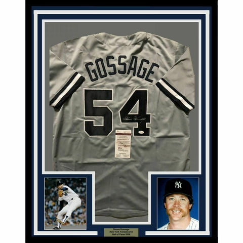 FRAMED Autographed/Signed GOOSE GOSSAGE 33x42 New York Grey Jersey JSA COA Auto