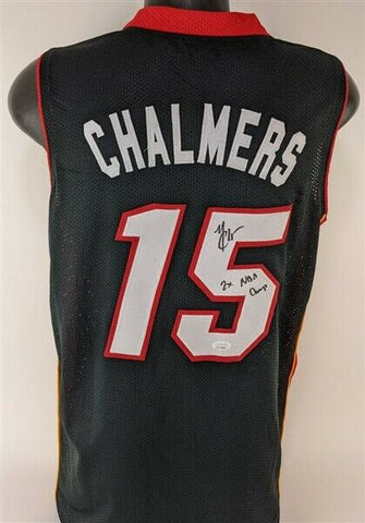 Mario Chalmers Signed Miami Heat Black Jersey Inscribed "2x NBA Champ" (JSA COA)