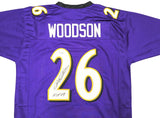 RAVENS ROD WOODSON AUTOGRAPHED PURPLE JERSEY "HOF 09" BECKETT WITNESS 230053