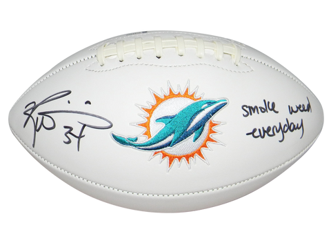 RICKY WILLIAMS SIGNED MIAMI DOLPHINS LOGO FOOTBALL W/ SMOKE WEED EVERYDAY