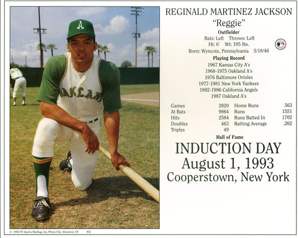 A's Reggie Jackson 8x10 PhotoFile Hall Of Fame Induction Day Photo Un-signed