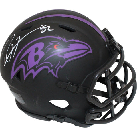 Ray Lewis Autographed/Signed Baltimore Ravens Mini Helmet Beckett 46939