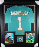 TUA TAGOVAILOA (Dolphins teal TOWER) Signed Autographed Framed Jersey Beckett