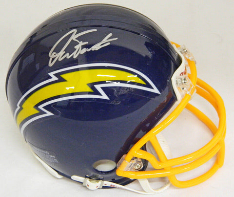 DAN FOUTS Signed Chargers Navy T/B Riddell Replica Mini Helmet - SCHWARTZ