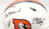 Bo Nix Autographed/Inscribed "Go Broncos" Snowcapped Pro Speed Helmet