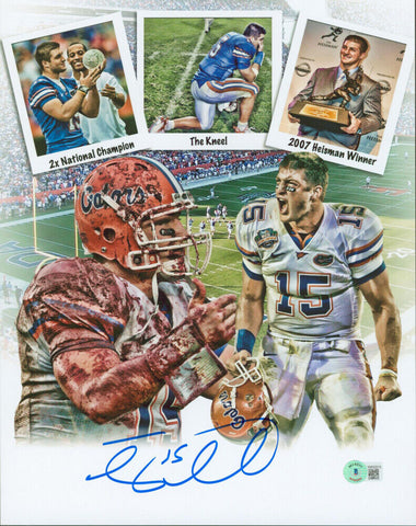 Tim Tebow Signed Florida Gators 11x14 Photo (Beckett) 2xBCS National Champion QB