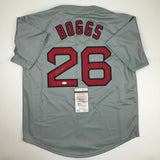 Autographed/Signed WADE BOGGS Boston Grey Baseball Jersey JSA COA Auto