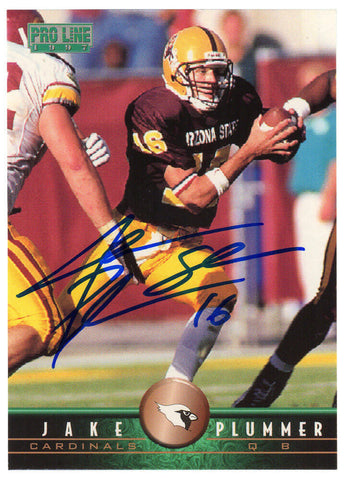 Jake Plummer Signed Cardinals 1997 Pro Line RC Card #279 w/Snake -(SCHWARTZ COA)