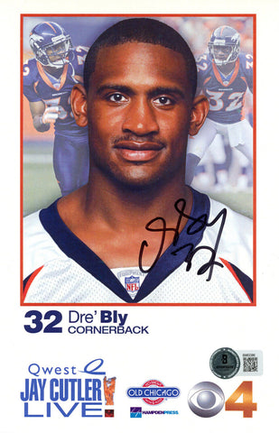 Dre Bly Signed Denver Broncos 8.5x6.5 Quest Ad Card Beckett 45088