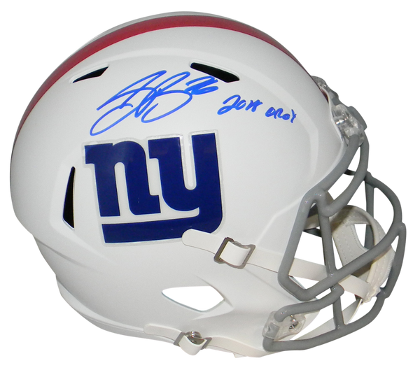 SAQUON BARKLEY SIGNED NEW YORK GIANTS WHITE FULL SIZE SPEED HELMET W/ 2018 OROY