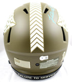 Fred Taylor Signed Jaguars F/S Salute to Service Speed Authentic Helmet-BeckettW