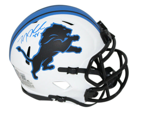 TJ Hockenson Autographed/Signed Detroit Lions Lunar Mini Helmet BAS 33397