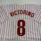 Autographed/Signed Shane Victorino Philadelphia Pinstripe Jersey PSA COA