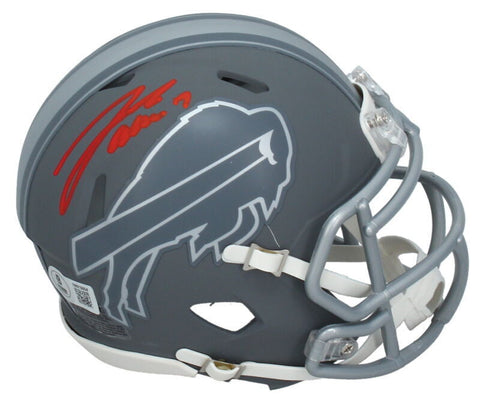 Josh Allen Autographed (Red Ink) Buffalo Bills Slate Mini Speed Helmet Beckett