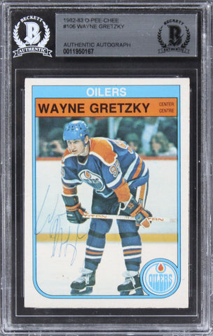 Oilers Wayne Gretzky Authentic Signed 1982 O-Pee-Chee #106 Card BAS Slabbed