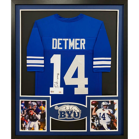 TY Detmer Autographed Signed Framed BYU Heisman Winner Jersey BECKETT