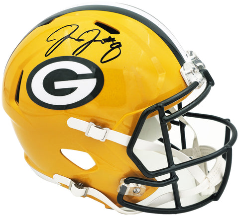 JOSH JACOBS AUTOGRAPHED PACKERS YELLOW FULL SIZE REPLICA HELMET BECKETT 229525