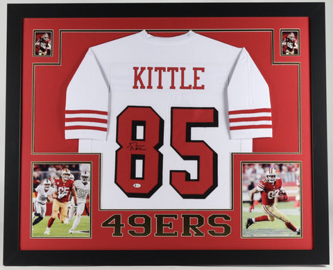 George Kittle Signed San Francisco 49er 35x43 Framed Jersey (Beckett) All Pro TE