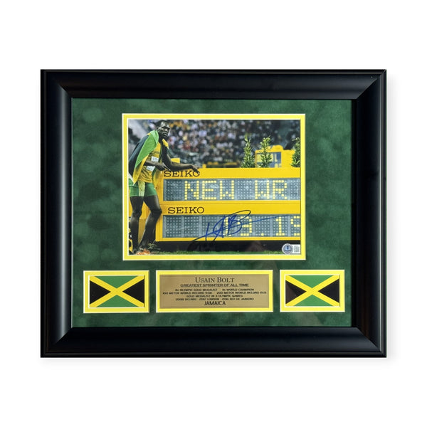 Usain Bolt Signed Autographed 8x10 Photo Framed to 15x18 Beckett