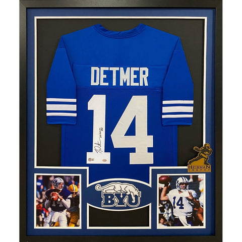 TY Detmer Autographed Signed Framed BYU Heisman Jersey BECKETT