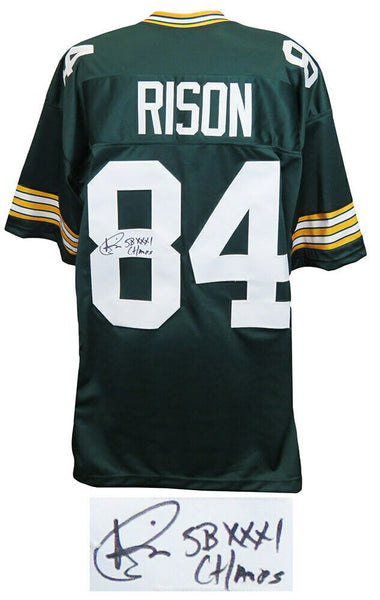 Andre Rison (PACKERS) Signed Green Custom Jersey w/SB XXXI Champs (SCHWARTZ COA)