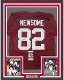 Framed Autographed/Signed Ozzie Newsome 35x39 Alabama Red Jersey JSA COA