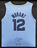 MEMPHIS GRIZZLIES JA MORANT AUTOGRAPHED FRAMED FANATICS JERSEY ROY 20 BECKETT