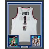 Framed Autographed/Signed Jalen Suggs 33x42 Gonzaga White Jersey JSA COA