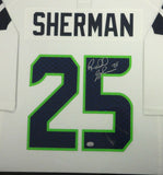 SEAHAWKS RICHARD SHERMAN AUTOGRAPHED FRAMED WHITE NIKE JERSEY RS HOLO 97703