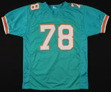 Richmond Webb Signed Miami Dolphins Teal Jersey (JSA Holo) 7xPro Bowl O-Lineman