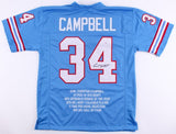 Earl Campbell Signed Oilers Career Highlight Stat Jersey (JSA COA) 5xPro Bowl RB