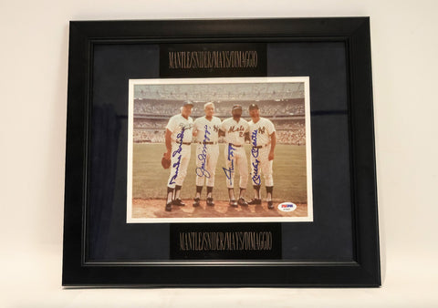 Mickey Mantle, Duke Snider, Willie Mays, & Joe DiMaggio Autographed Framed Photo