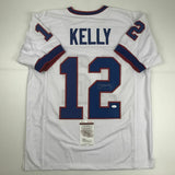 Autographed/Signed JIM KELLY Buffalo White Football Jersey JSA COA Auto