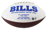 Bills (3) Reed, Kelly & Thomas Signed White Panel Logo Football W/ Case BAS Wit