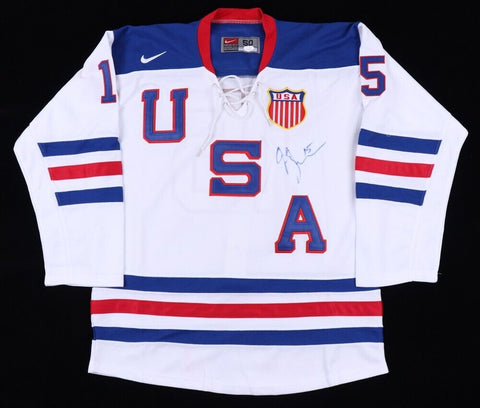 Jamie Langenbrunner Twice-Signed 2010 Team USA Olympic Hockey Jersey (JSA COA)