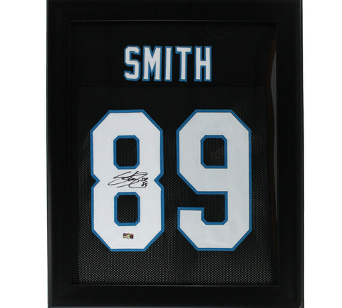 Steve Smith Signed Carolina Framed 27 x 23 Custom Black Jersey