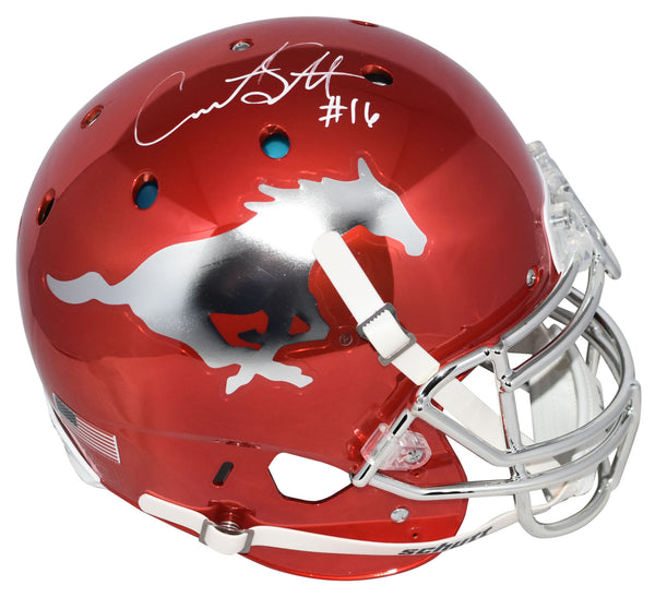 COURTLAND SUTTON SIGNED SMU MUSTANGS RED CHROME AUTHENTIC HELMET JSA