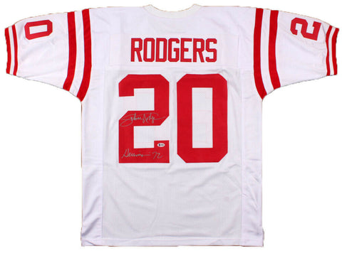 JOHNNY RODGERS AUTOGRAPHED NEBRASKA CORNHUSKERS #20 WHITE JERSEY BECKETT