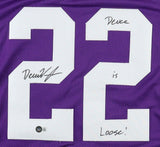 Deuce Vaughn Signed Kansas State Wildcats Jersey Inscd "Deuce Is Loose"(Beckett)