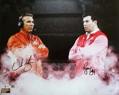 Ryan Day & Urban Meyer Autographed Ohio State Buckeyes 16x20 Beckett Witnessed